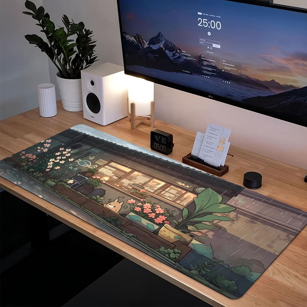 Desk Setup Laptop And Pc - Wygodna podkładka pod mysz z motywem