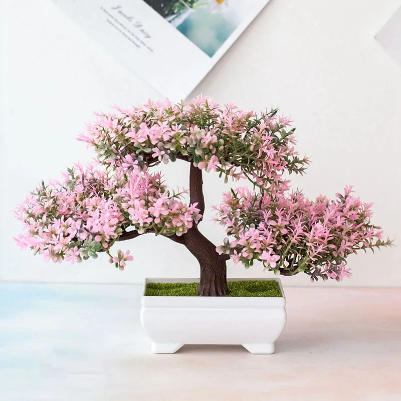 Desk Setup At Home - Sztuczne rośliny Bonsai Fałszywe rośliny Kwiaty