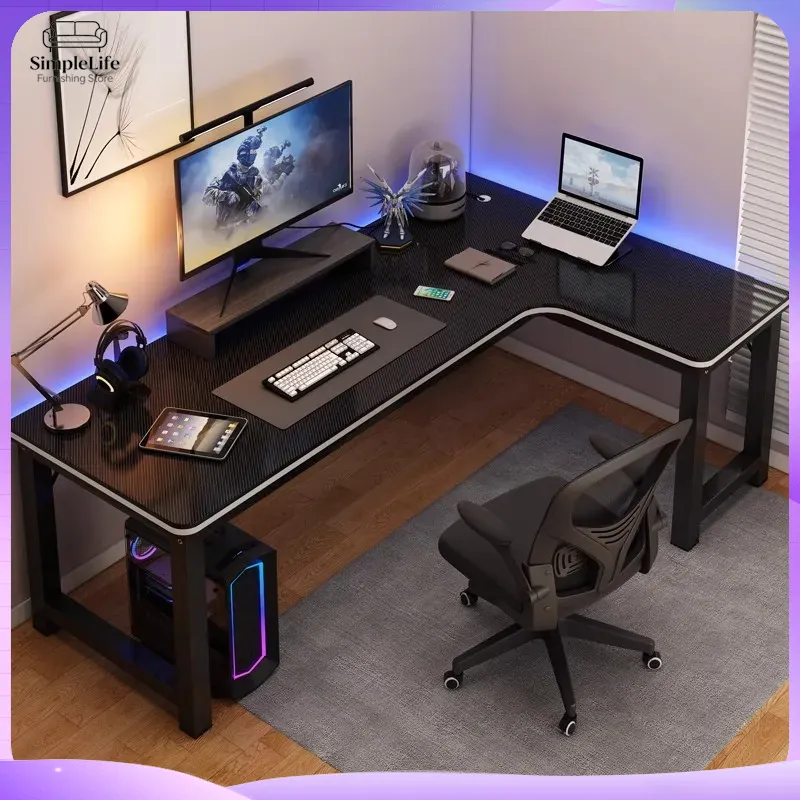 Narożne biurko gamingowe, biur – Desk Setup Dual Monitor And Laptop recenzja i cena