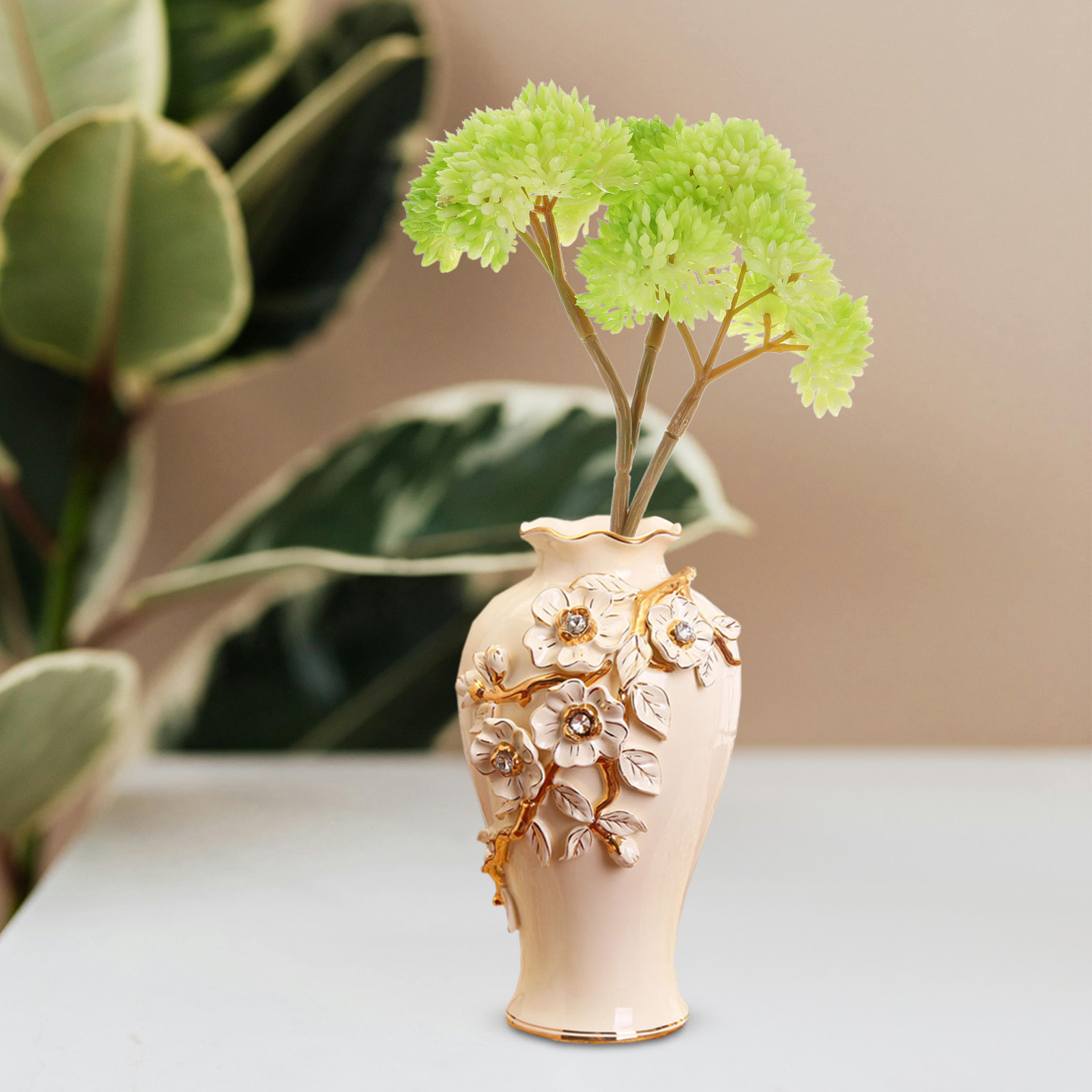 Realistyczne sztuczne rośliny  – Desk Setup With Plants recenzja i cena